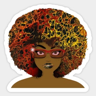 Galaxy Girl Red Afro Sticker